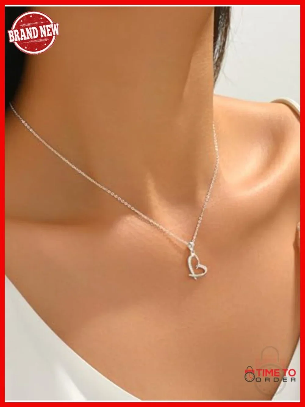 925 Sterling Silver 14K Gold Plated Heart Necklace Adjustable Chain_3